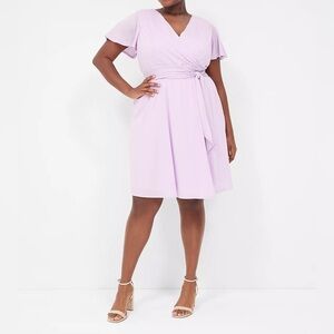 Short Flutter Sleeve Surplice Lena Dress
